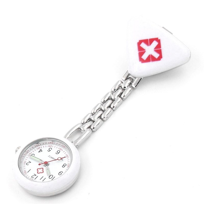 แบบพกพาพยาบาลพร้อมคลิป Red Cross เข็มกลัดจี้แขวนหมอพยาบาลทางการแพทย์นาฬิกาควอตซ์ NYZ Shop