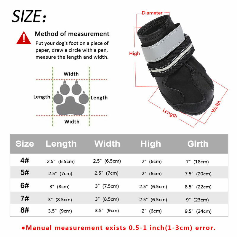 NEW TY 4pcs/set Pet Dog Shoes Reflective Waterproof Dog Boots Warm Snow Rain Pets Booties Anti-slip Socks Footwear For Medium