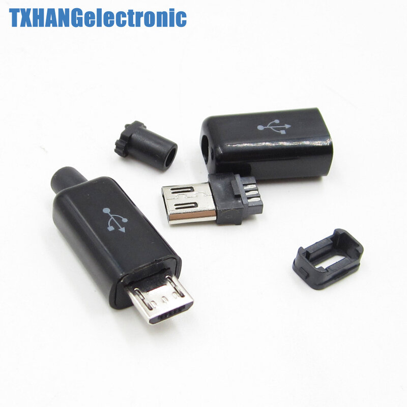 10 قطعة DIY مايكرو USB ذكر التوصيل موصلات كيت w/يغطي أسود فرض المقبس diy الإلكترونية كيت