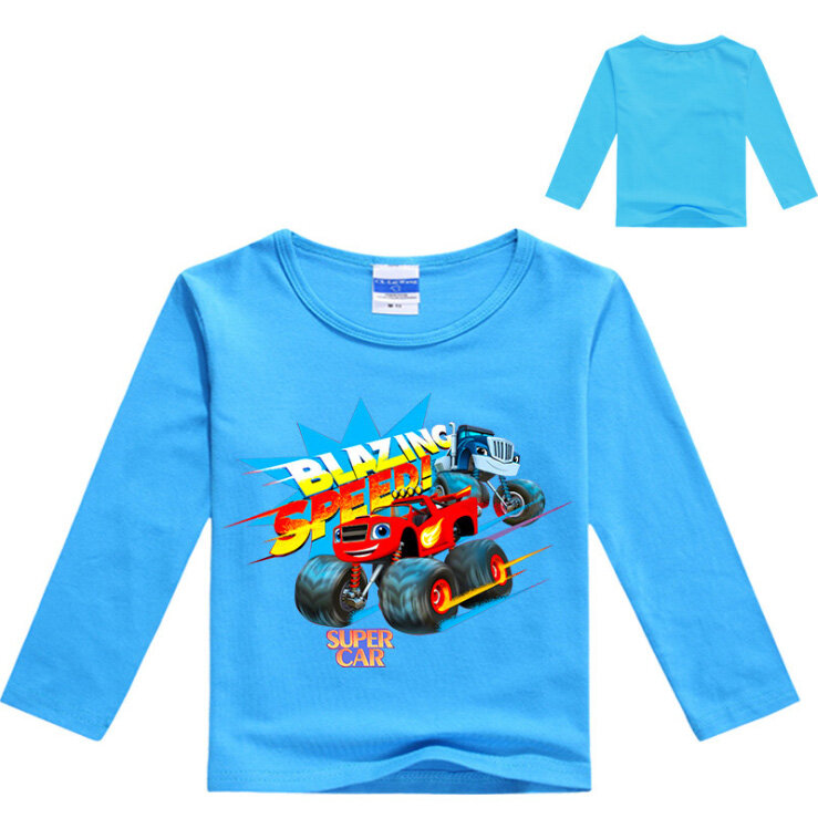 Camiseta infantil de manga curta, blusa de desenho animado para meninos e meninas, monstro máquina