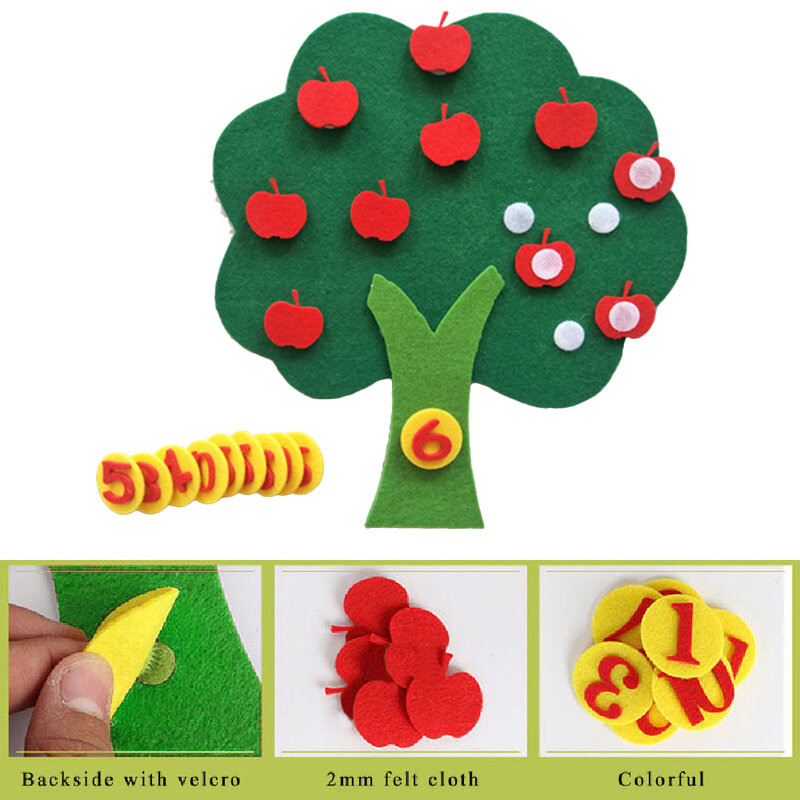 Vilt Doek Diy Kinderen Educatief Speelgoed Duurzaam Digitale Cognitieve Kind Montessori Onderwijs Levert Apple Tree Speelgoed Kids Geschenken