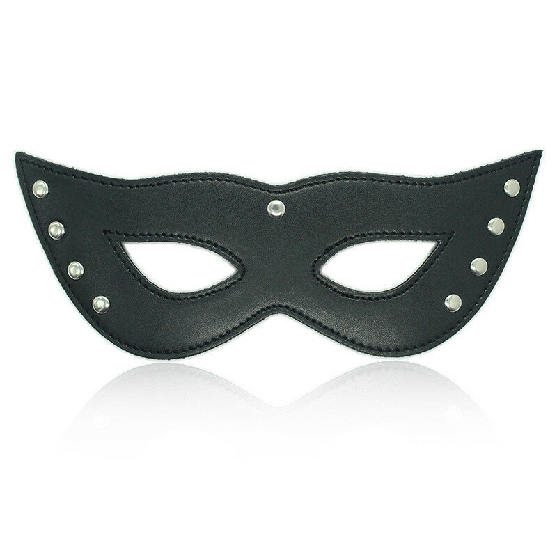 Máscara erótica de couro vazado, lingerie sexy preta, pornô, mulheres, trajes sensuais, cosplay, máscaras para os olhos