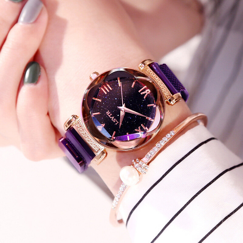 Luxus Rose Gold Frauen Uhr Magnet Starry Sky Armbanduhr 2019 Damen Römische Ziffer Armbanduhr reloj mujer relogio feminino