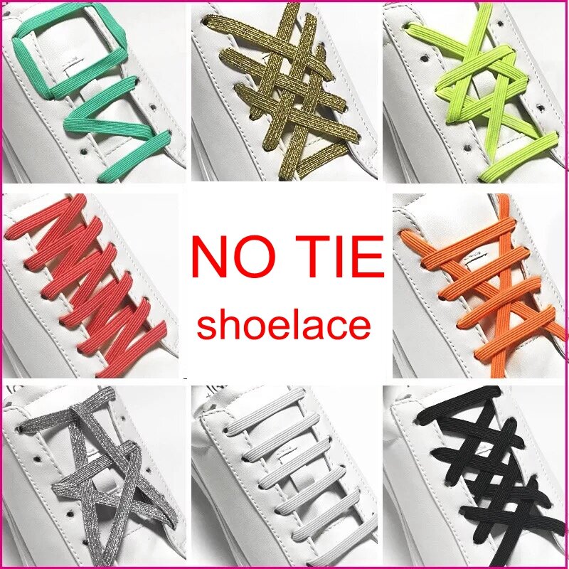 1คู่ยืดล็อครองเท้าLacesยืดหยุ่นDIY No Tie ShoeLace Unisexรองเท้าผ้าใบShoelacesรองเท้าLacesขี้เกียจ17สี