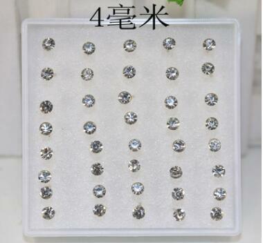 WLP 8 10 20 pairs/set crystal Stud Earrings colorful fashion earring for women jewelry silver color piercing 2.5/3/4/5