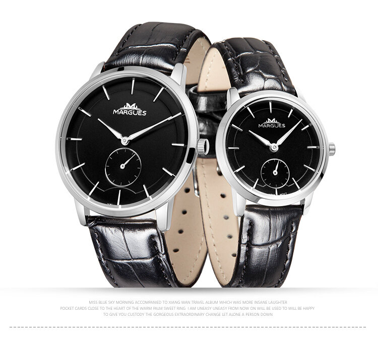 Relógios femininos margues marca relógio de quartzo para amantes de casal simples pequeno dial moda relógios à prova dwaterproof água pulseira de couro relógio 021