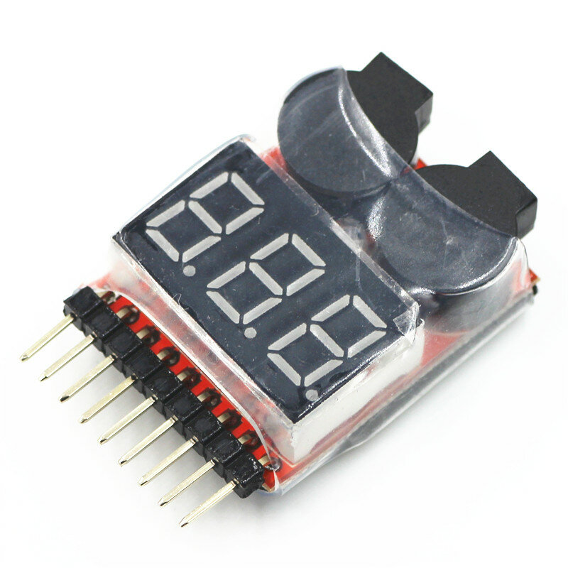 for 1-8S Lipo/Li-ion/Fe Battery Voltage 2IN1 Tester Low Voltage Buzzer Alarm