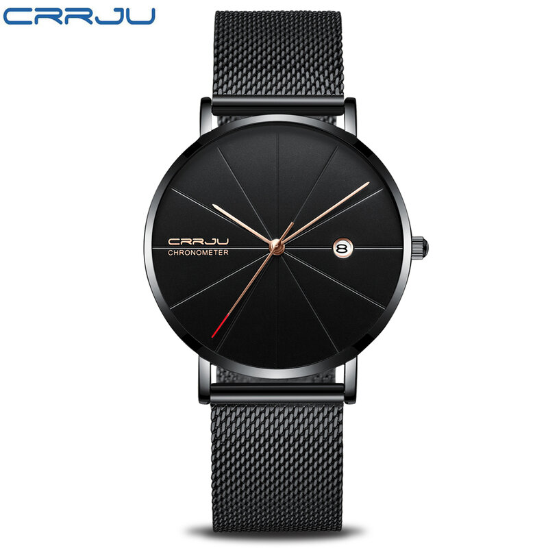 Crrju Premium Merk Heren Horloge, Klassieke Zakelijke Horloge Met Mesh Riem, mannen Mesh Horloge Met Relogio Masculino