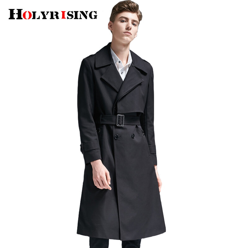 Holyrising trench casaco masculino clássico, blusão duplo breasted sólido bege britânico 1994-5