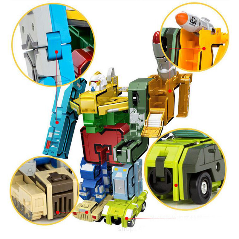 15 ピース/セット番号鎧チーム変換ロボット玩具グッズ知能教育玩具
