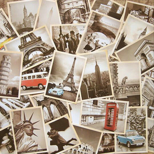 Carteles Clásicos famosos, conjunto de tarjetas postales de memoria de estilo Vintage, sobre de letras, tarjetas de felicitación, regalo de Año Nuevo, 32 unids/lote