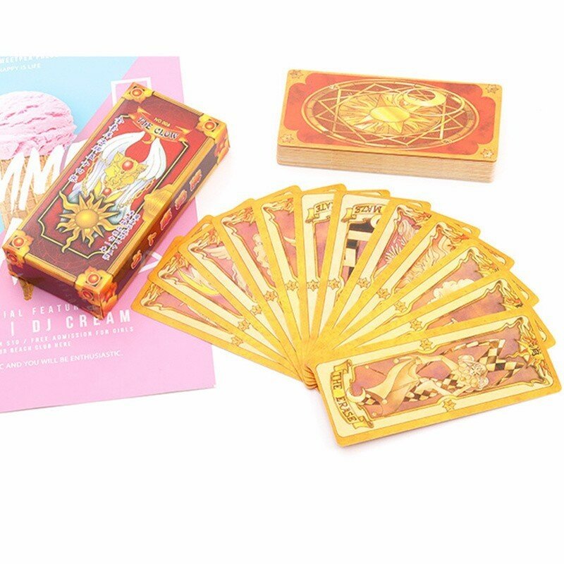 Anime Sakura Cardcaptor Clow tarjetas Captor cartas de Sakura Tarot Rosa rojo Tarot KINOMOTO SAKURA tarjeta Cosplay Props regalo