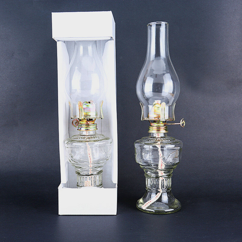Advance Booking 32cm Glass Kerosene Lanterns Oil Lamp Glass Classic Retro Family Decorative Lights High Capacity High Quality