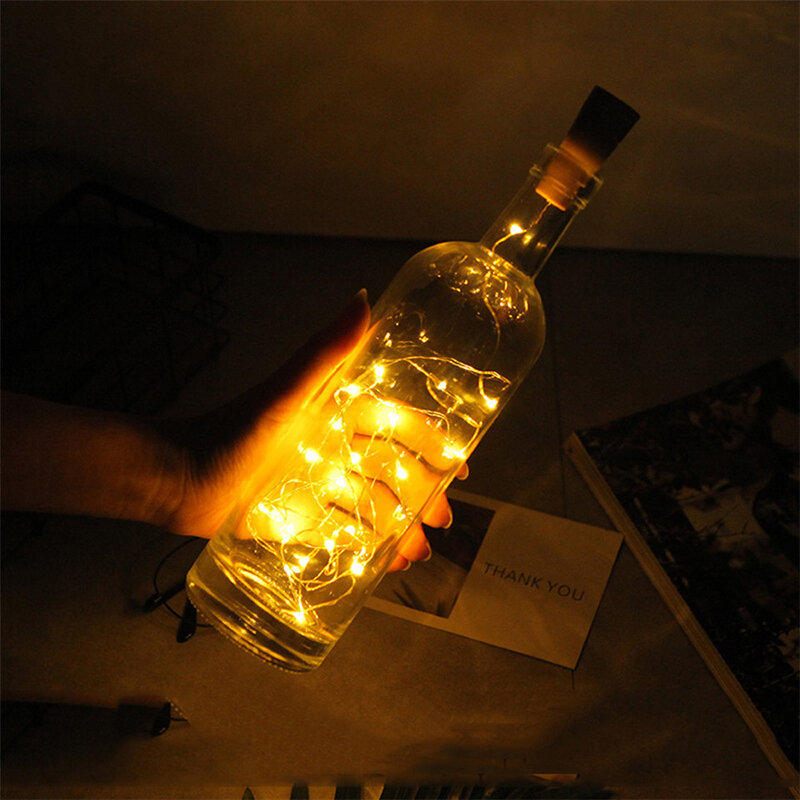 100 szt. Girlanda miedziane lampki ozdobne ze srebrnym przewodem 20 LEDs korek do butelki lampki korkowe na świąteczne dekoracje weselne