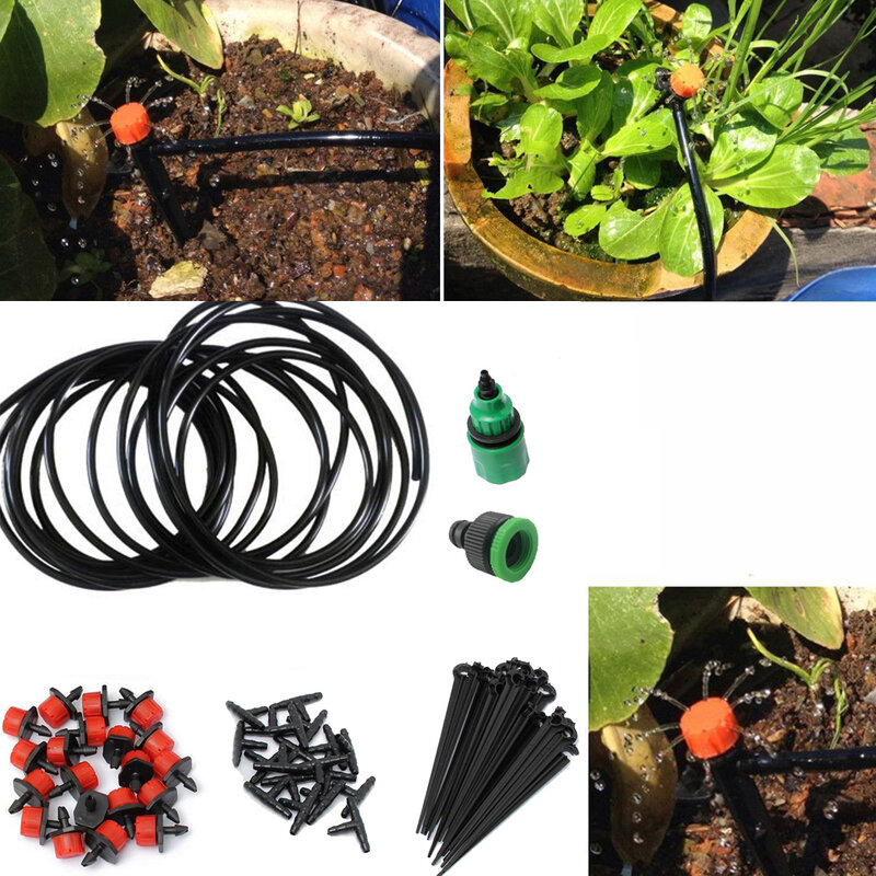 5M 15M 25M DIY Drip Irrigation System Automatic Watering Garden Hose Micro Drip Garden Watering Kits with Adjustable Drippers