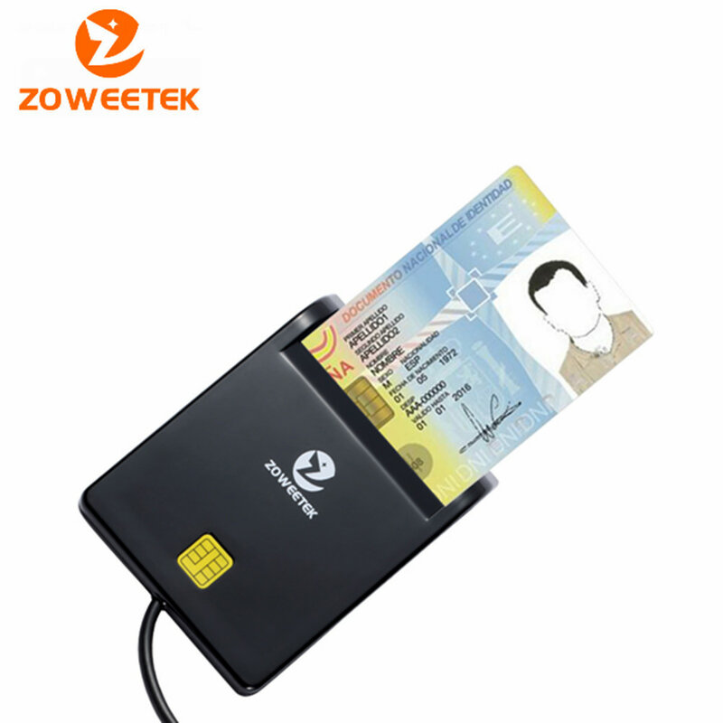 Zowomtek-leitor de cartão smart cac, adaptador 12026 para cartões sim, atm, ic, id, 7816-1