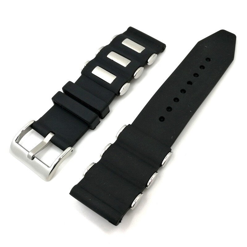 Correa de reloj de Metal negro, correa de silicona deportiva genérica de moda, pulsera de repuesto de 20mm, 22mm, 24mm y 26mm