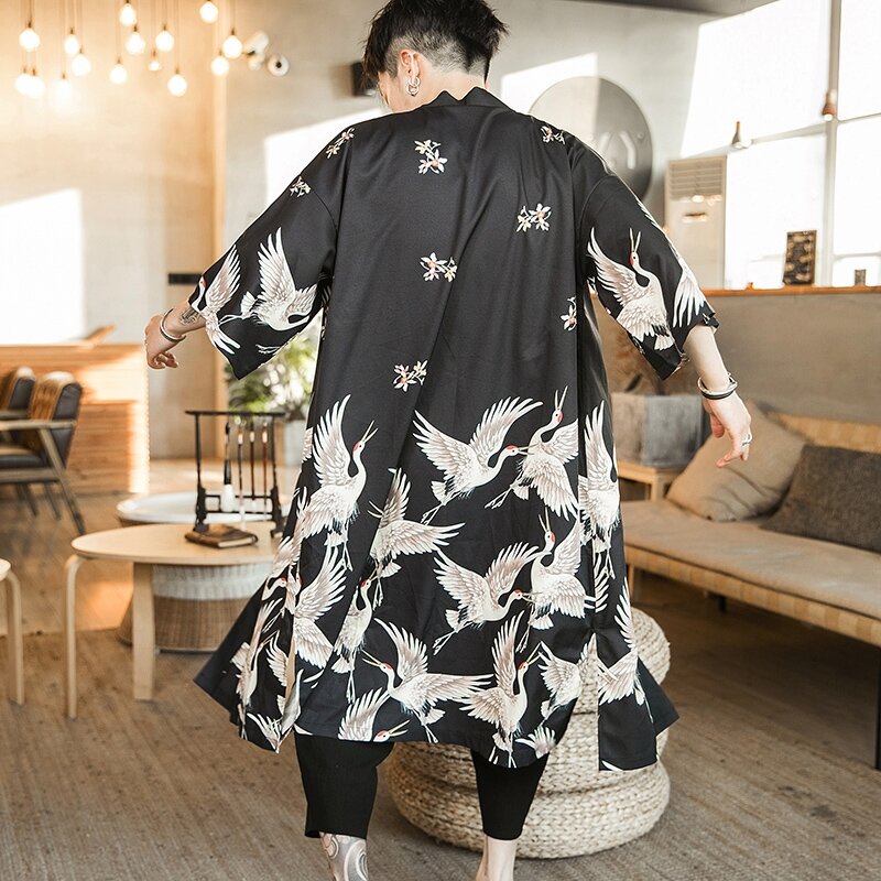 Yukata Haori-cárdigan Kimono japonés para hombre, ropa de disfraz de Samurai, chaqueta, camisa, Yukata Haori FZ2003