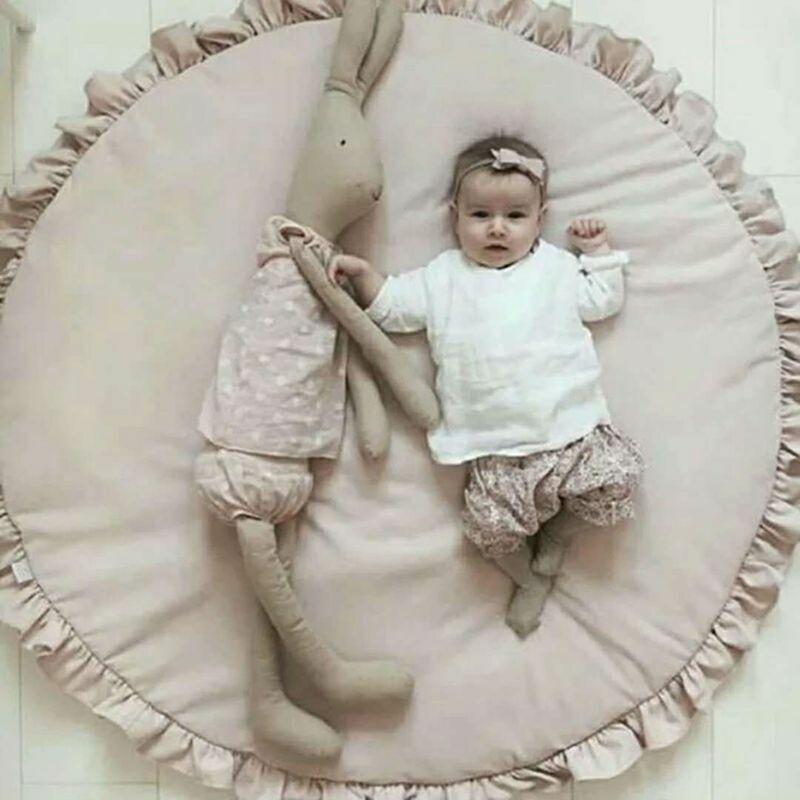 Tapis de gymnastique pour nouveau-né, tapis de jeu nordique doux en coton, à volants, rond et solide, décor de chambre d'enfant