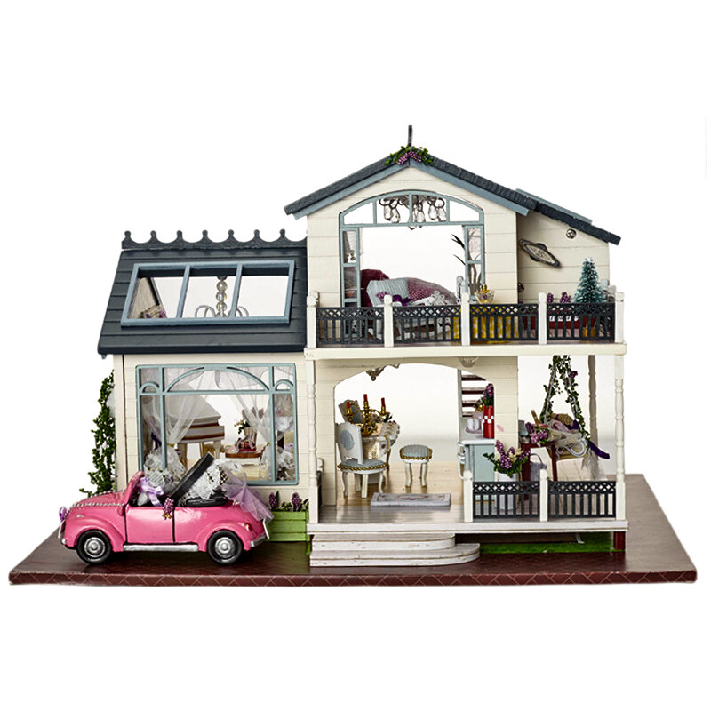 CUTEBEE-maison de poupées en bois, maison avec meubles, jouets pour enfants, cadeau d'anniversaire PROVENCE A032, maison de poupée Miniature à monter soi-même