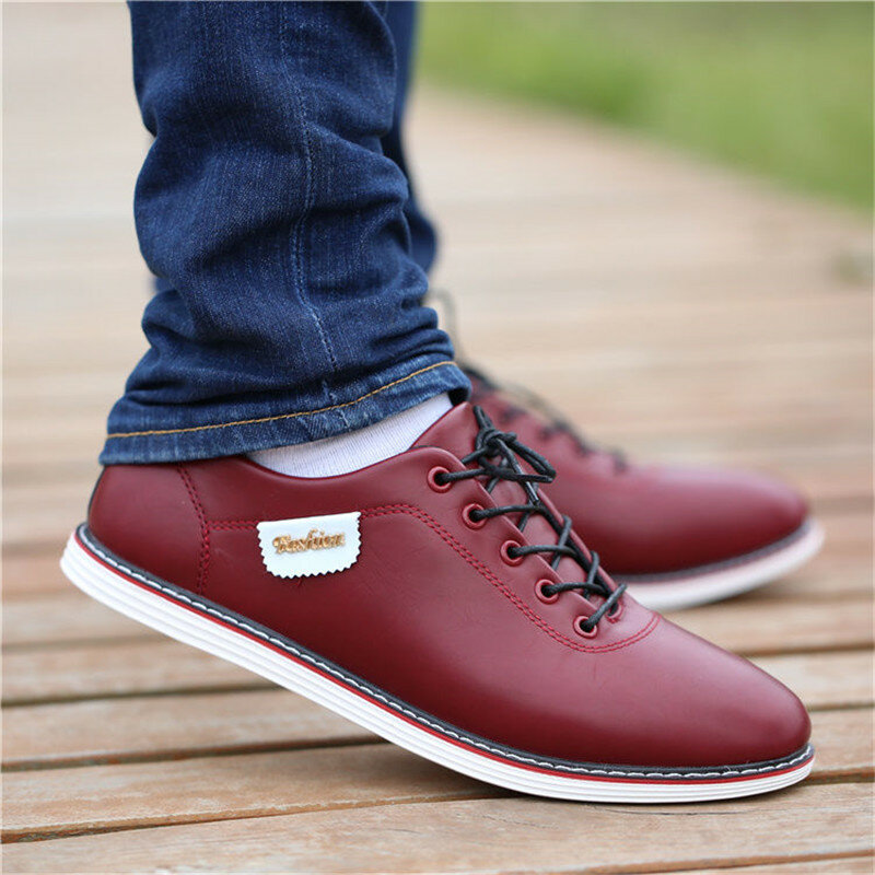 Outdoor Breathable Sneakers Men's PU Leather Business Casual Shoes for Male 2019 Fashion Loafers Walking Footwear Tenis Feminino