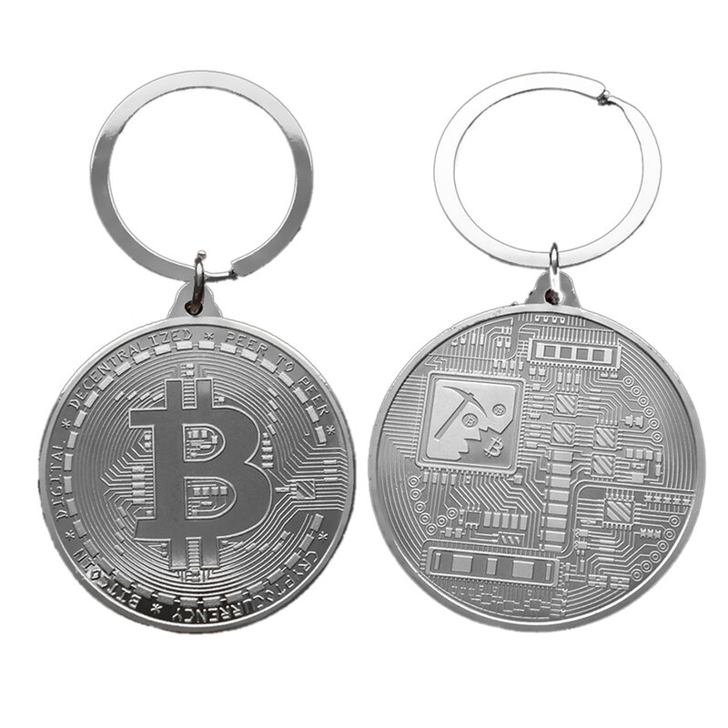 도매 골드 도금 Bitcoin 동전 열쇠 고리 소장 동전 아트 컬렉션 선물 실제 금속 골동품 모조 홈 장식