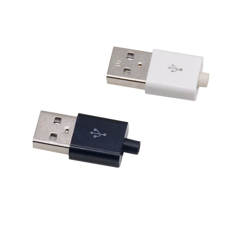 1/5/10 шт. Сварной провод USB штепсельная головка набор из трех частей штепсельная Вилка из трех частей DIY компоненты черный и белый опционально