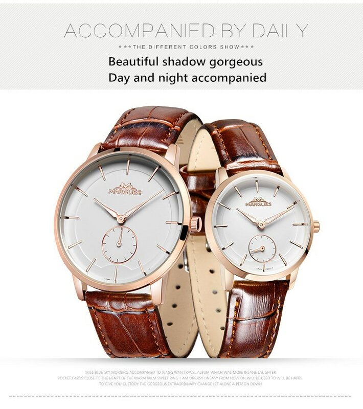 Relógios femininos margues marca relógio de quartzo para amantes de casal simples pequeno dial moda relógios à prova dwaterproof água pulseira de couro relógio 021