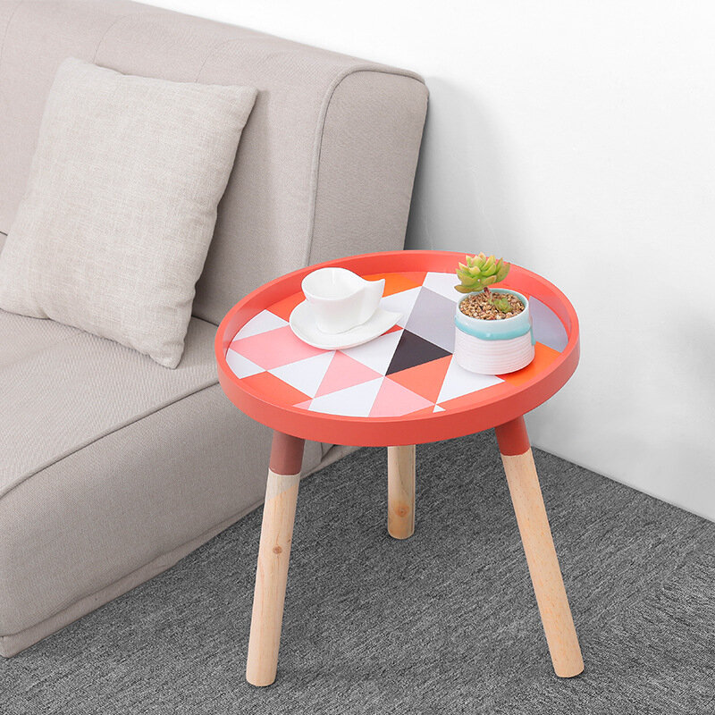 Nordic moderno e minimalista rotondo soggiorno vassoio del tè tavolo creativo tavolino in legno massello tavolo multi-funzione mini divano lato da tavolo