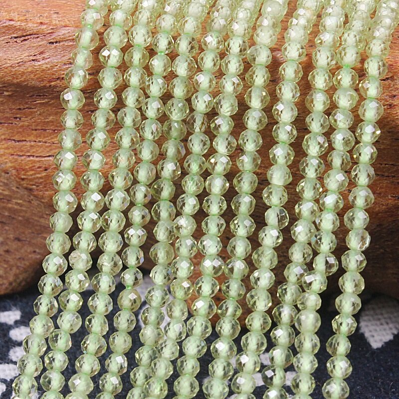 Pietra preziosa di peridoto naturale sfaccettata 2mm 3mm 4mm rotonda verde accessori perline allentate per collana braccialetto orecchino creazione di gioielli fai da te