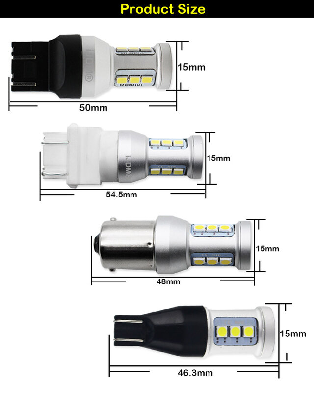 IJDM Car T20 7440 7443 LED لمبات Canbus OBC T15 W16W LED 1156 S25 LED 1157 3156 3157 LED للفرامل عكس ضوء بدوره إشارة 12 فولت