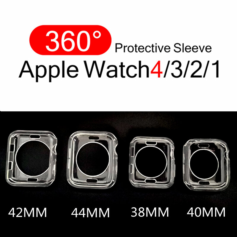 Capa tpu macia para apple watch, proteção amortecedora para apple watch, 40mm 44mm 38mm 42mm, acessórios para relógio