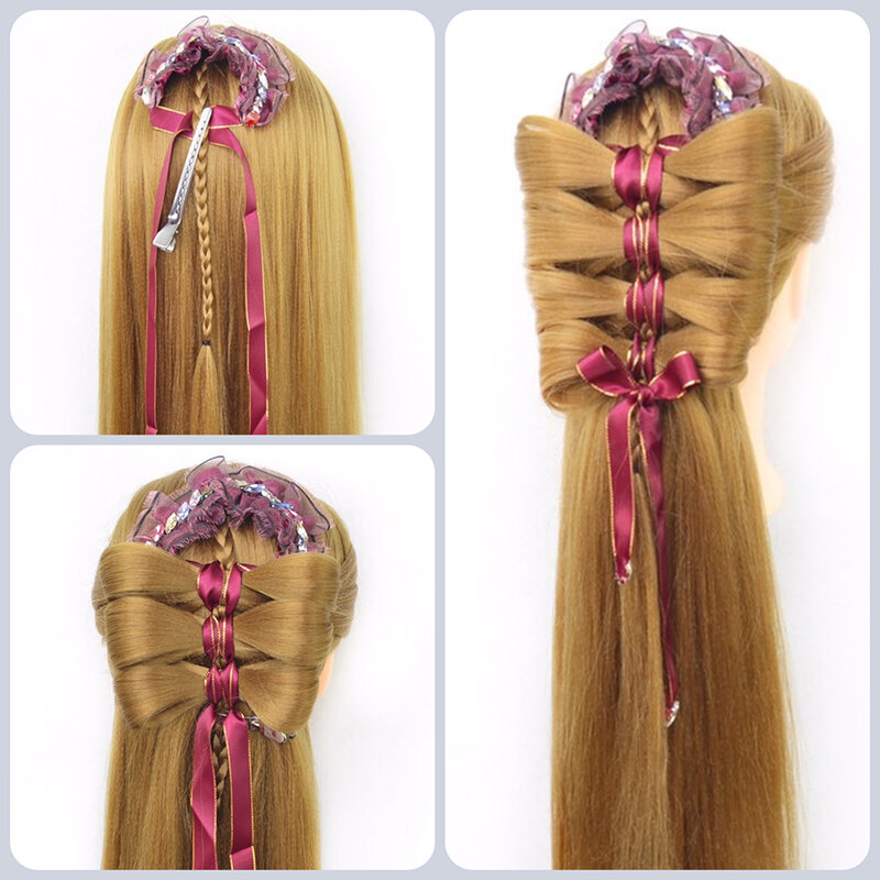 Qoxi-髪を編むためのマネキンヘッド65cm,編み込み用,髪を作るためのパイソンヘッド,ヘアスタイリング