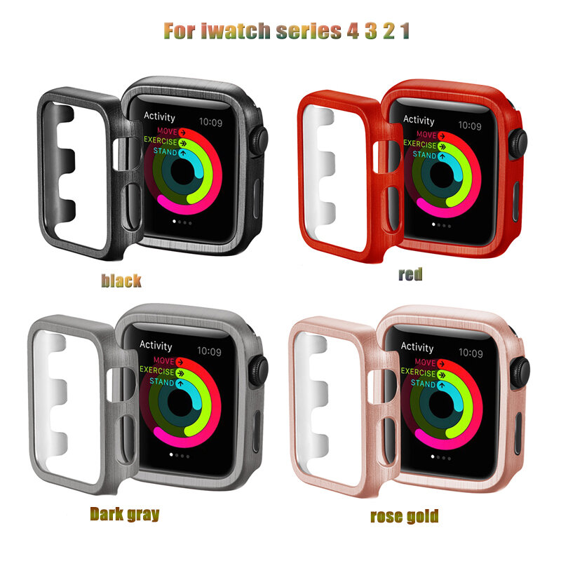 Escovado caso de metal para apple watch caso 42/38/44/40mm compatível para iwatch série 4 3 2 1 men & women relógios caso protetor