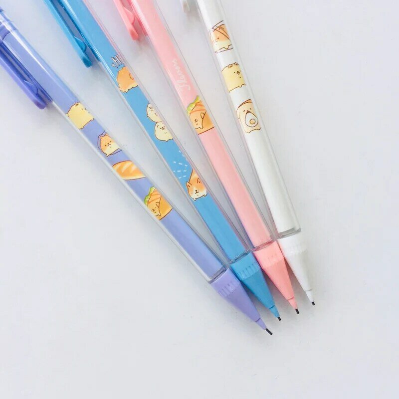 3X Bread Dog Cats Press Mechanical Pencil Writing School Office Supply Student Stationery Automatic Pencil 0.5mm