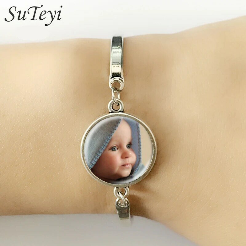 Suteyi personalizado pulseira de ouro personalizado foto de seu bebê mãe da criança avô pai bem-amado para o presente da família