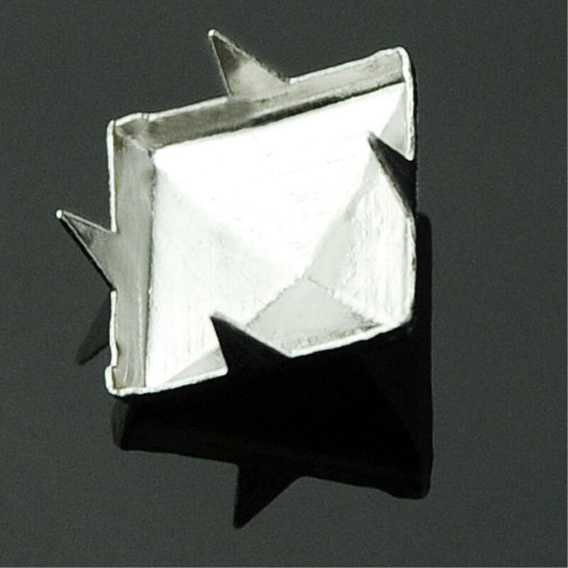 Ponto de rebite pirâmide prata 10mm 10mm, forma de pirâmide prateada para bolsa punk de couro, bracelete para roupas, cinto, rebite