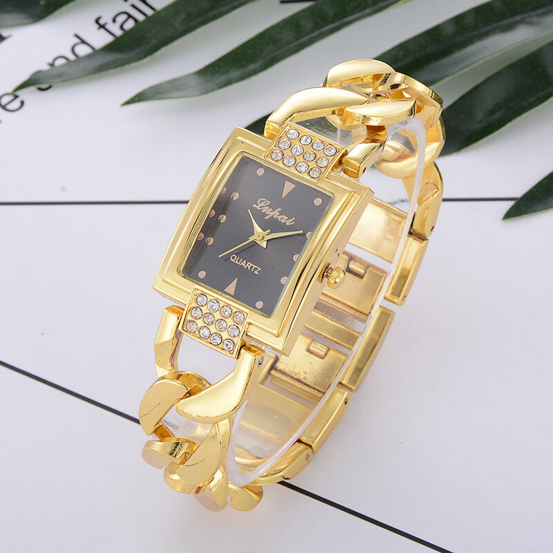 Lvpai relógio de pulso luxuoso feminino, dourado 2019, vente quente de luxo, feminino, bracelete estrutural, relógio analógico de quartzo a7