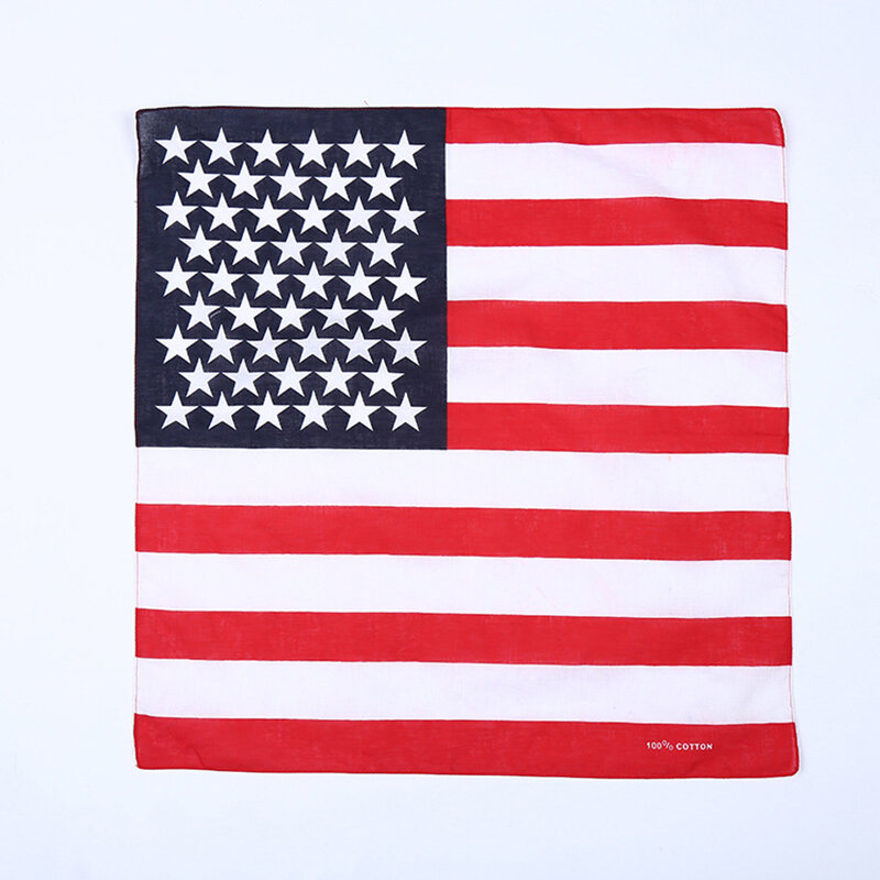 Bandanas de algodón de 22x22 pulgadas con bandera de EE. UU., pañuelo de tela vaquera para fiesta, diadema, pañuelos, Hiphop Dance, 12 unidades/lote