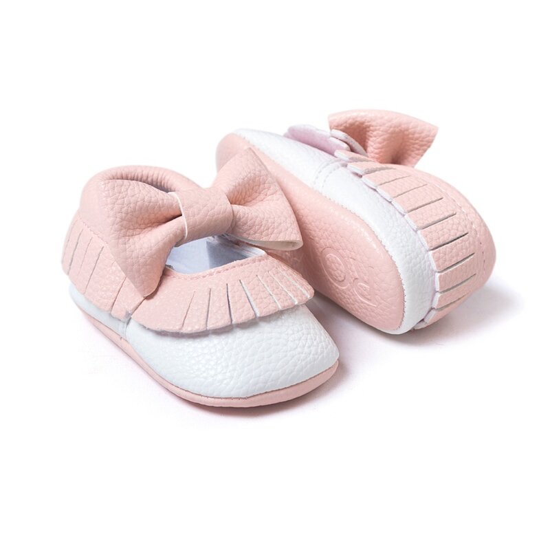 10 modelos!!2019 sapatos artesanais de couro ecológico, calçado de bebê feminino com borlas macias (0-18m)