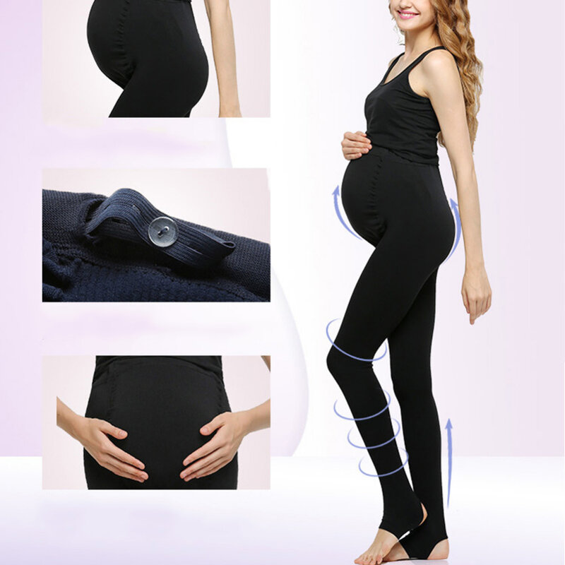 Meia-calça de compressão feminina grávida, mais novo estilo, meia-calça de compressão elegante, suporte para a barriga para primavera e outono