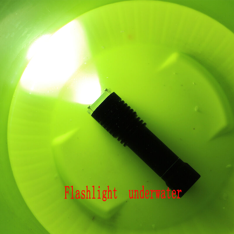 Lanterna de mergulho portátil de 18650 lm para mergulho, lanterna para mergulho, à prova d'água, flash de luz + bateria + carregador