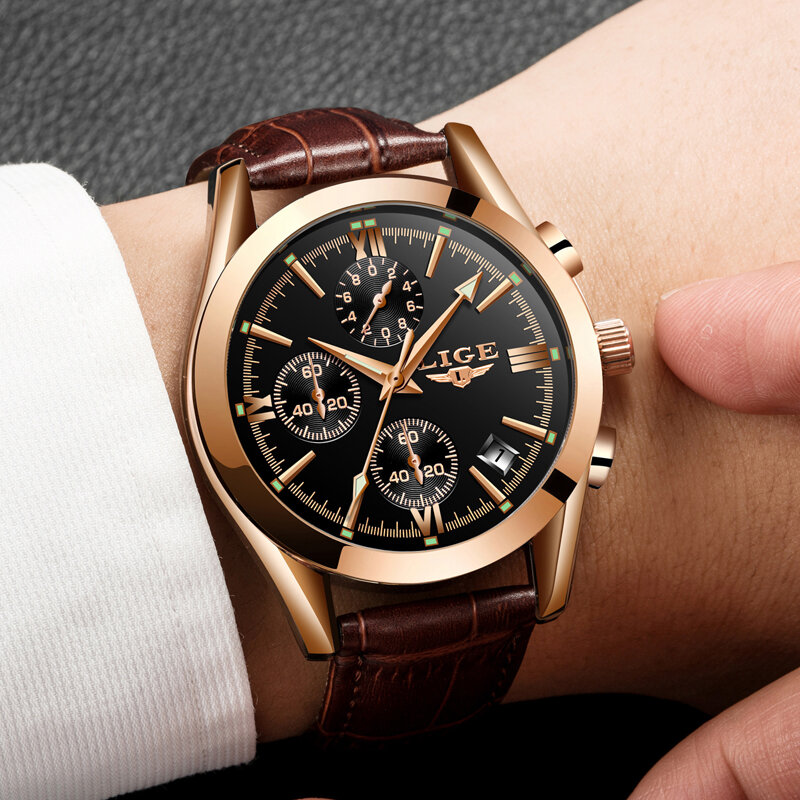 2019 LIGE montre hommes Sport Quartz mode cuir horloge hommes montres haut marque de luxe étanche montre d'affaires Relogio Masculino