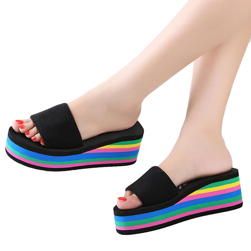 2023 Summer Women Sandal Slippers Platform Bath Slippers Wedge Beach Flip Flops High Heel Slippers Beach Slide Shoes