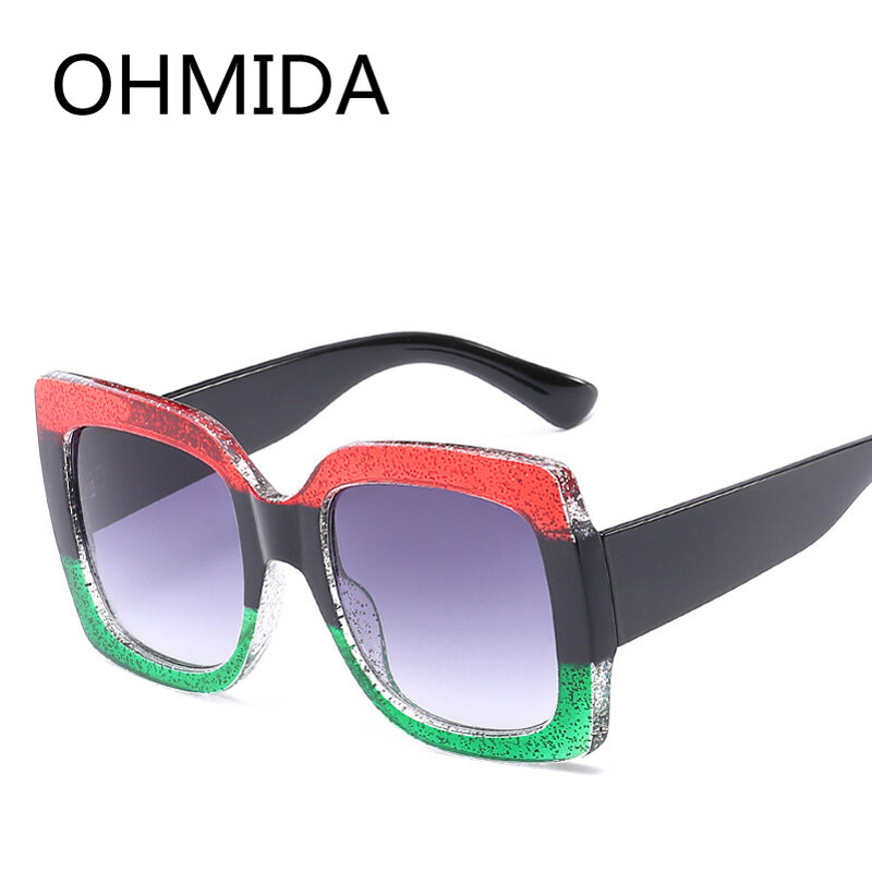 Ohmida óculos de sol feminino, óculos de sol para mulheres, de luxo, grande, quadrado, para moças, proteção uv400 2018