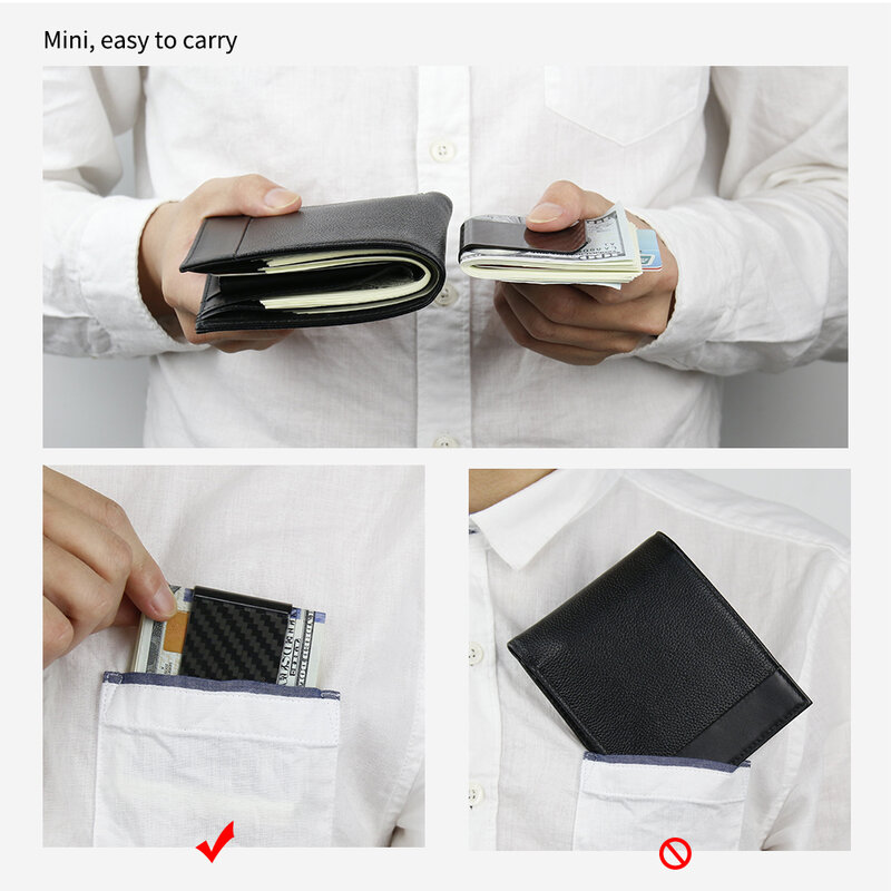 Monofilamento minimalista genuino de fibra de carbono Clips de dinero billeteras abrazadera de tarjeta de fibra de aramida
