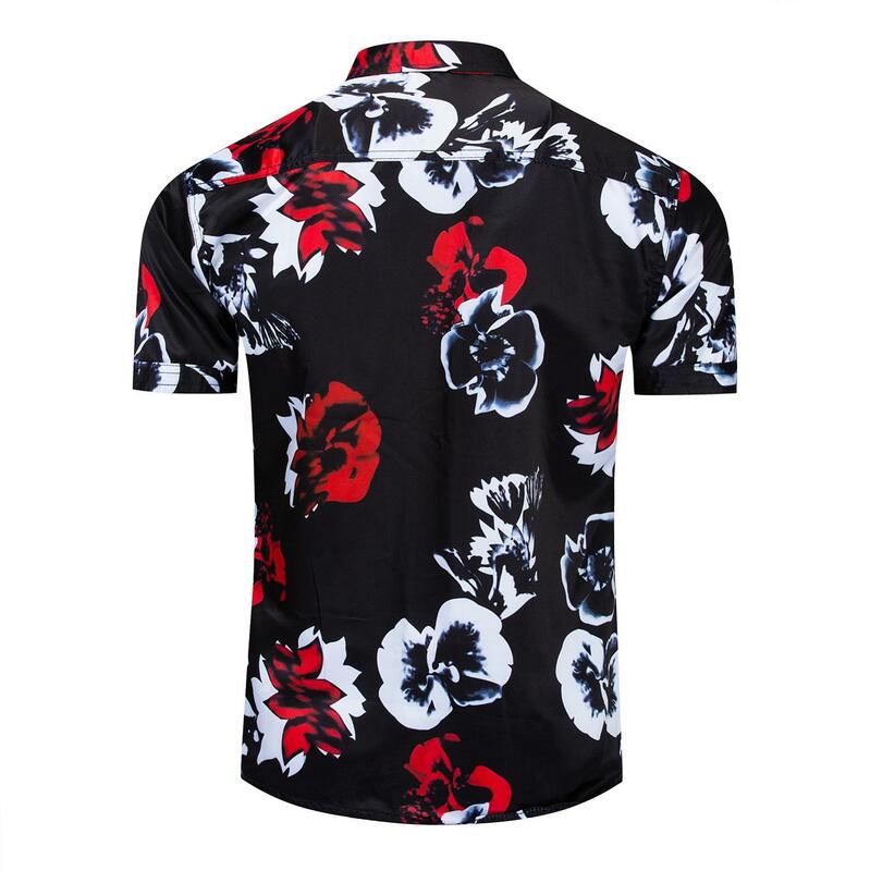 Floral Impressão Mangas Curtas Homens Férias Havaí Camisas de Algodão Ocasional do Outono do Verão Camisas de Algodão de Lazer Camisa D208