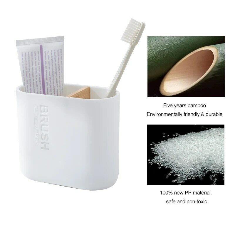 ไม้ไผ่ผู้ถือแปรงสีฟันอุปกรณ์ห้องน้ำแปรงฟันผู้ถือยาสีฟัน