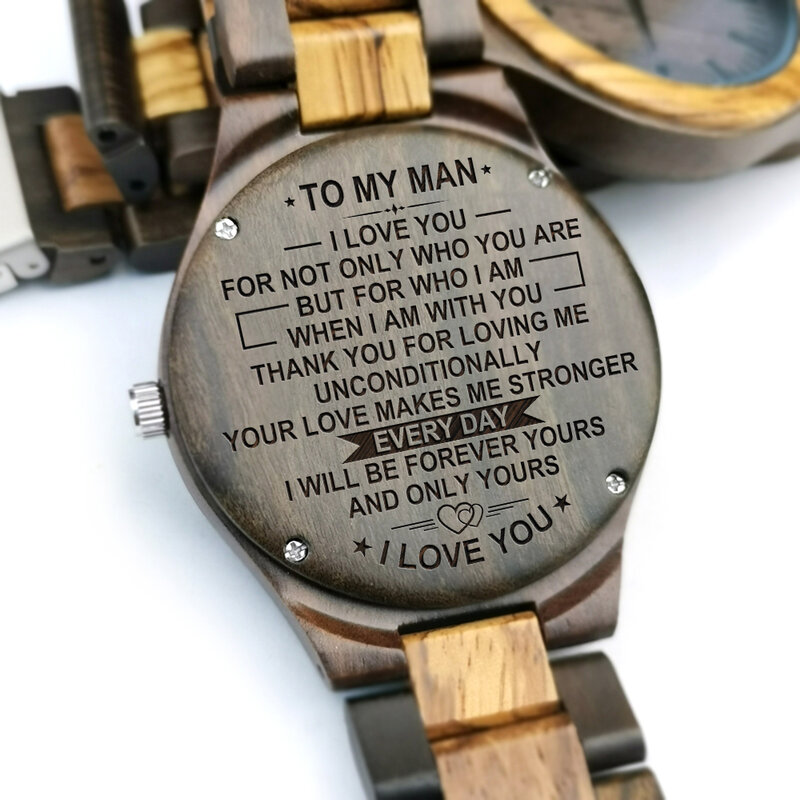 Para o meu homem-gravado relógio de madeira eu quero todos os meus últimos para estar com você relógios masculinos presentes de luxo