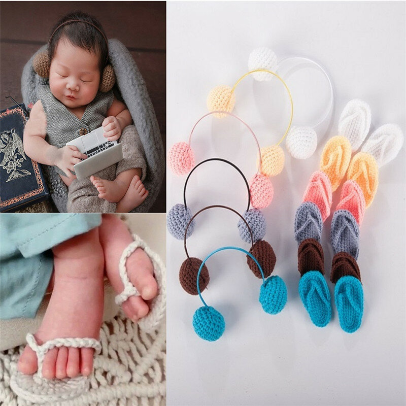 新生児の写真の小道具写真の小道具ベビーかぎ針ニット靴ベビーアクセサリー